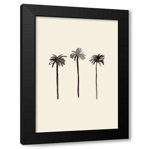 Palm Trees Ink Black Modern Wood Framed Art Print by Uppsala Studio