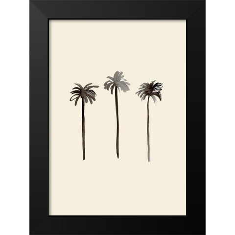 Palm Trees Ink Black Modern Wood Framed Art Print by Uppsala Studio