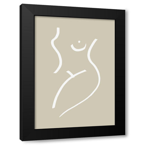 Body Sketch Sand Black Modern Wood Framed Art Print by Uppsala Studio