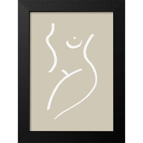 Body Sketch Sand Black Modern Wood Framed Art Print by Uppsala Studio