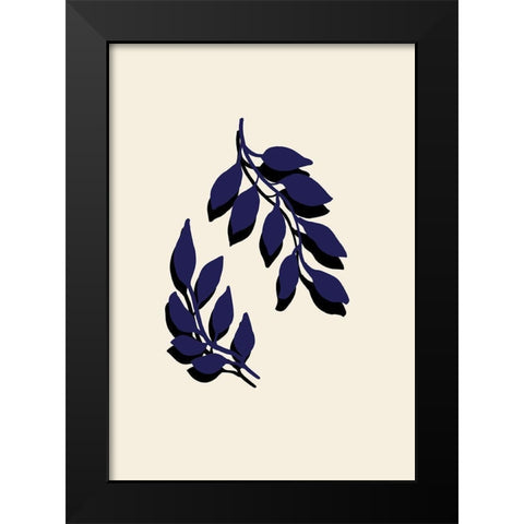 Blue Twigs Black Modern Wood Framed Art Print by Uppsala Studio