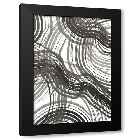 Abstract Ink Black Modern Wood Framed Art Print by Uppsala Studio