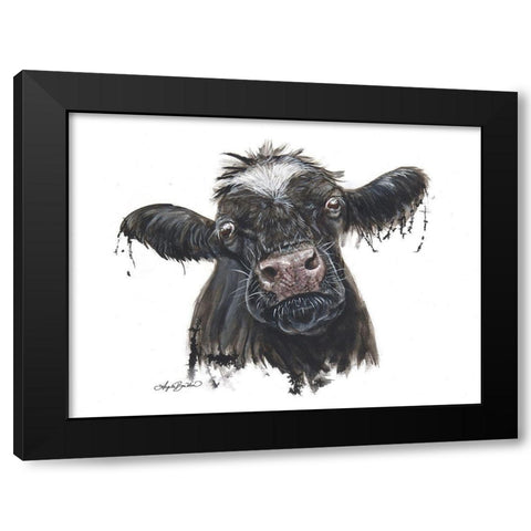 Doris the Dairy Cow Black Modern Wood Framed Art Print with Double Matting by Bawden, Angela