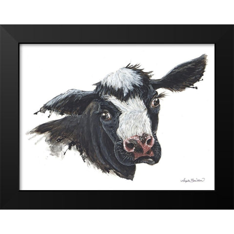 Daisy the Dairy Cow Black Modern Wood Framed Art Print by Bawden, Angela