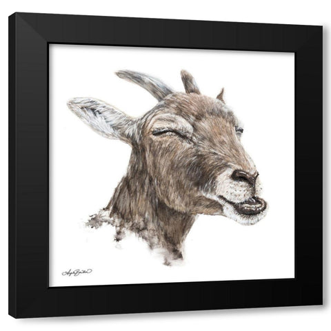 Bill the Goat Black Modern Wood Framed Art Print by Bawden, Angela