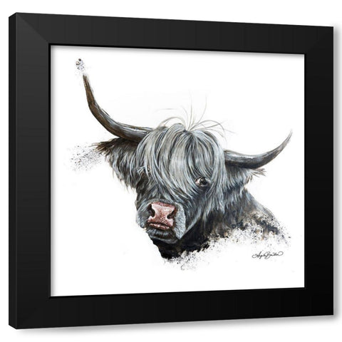 Bashful Cow Black Modern Wood Framed Art Print by Bawden, Angela