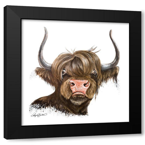 Clarabelle the Highland Cow Black Modern Wood Framed Art Print by Bawden, Angela