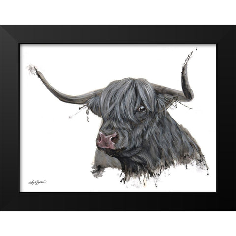 Ethel the Highland Cow Black Modern Wood Framed Art Print by Bawden, Angela