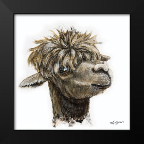 Skippy the Alpaca Black Modern Wood Framed Art Print by Bawden, Angela