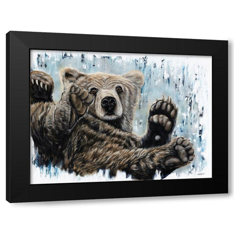 Joy Bear Black Modern Wood Framed Art Print by Bawden, Angela
