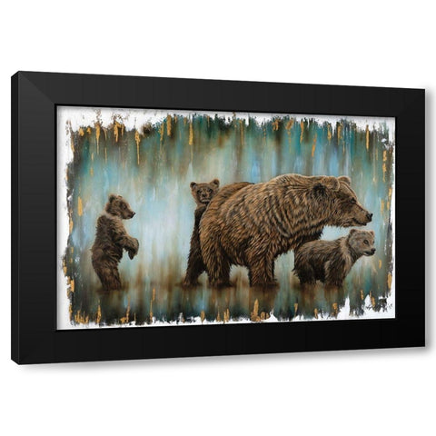 Mama Bears Protection Black Modern Wood Framed Art Print by Bawden, Angela