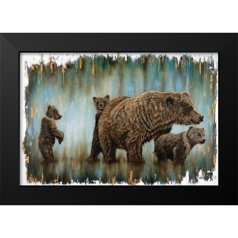 Mama Bears Protection Black Modern Wood Framed Art Print by Bawden, Angela