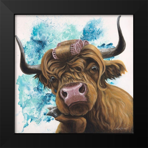 Curley Coo Black Modern Wood Framed Art Print by Bawden, Angela