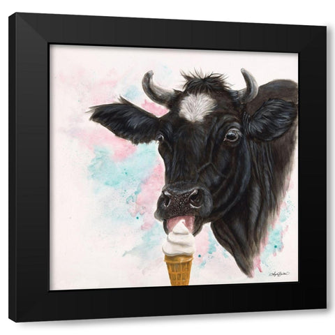 Moo Creama Licious Black Modern Wood Framed Art Print with Double Matting by Bawden, Angela