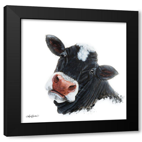Sappy Face Cow Black Modern Wood Framed Art Print by Bawden, Angela