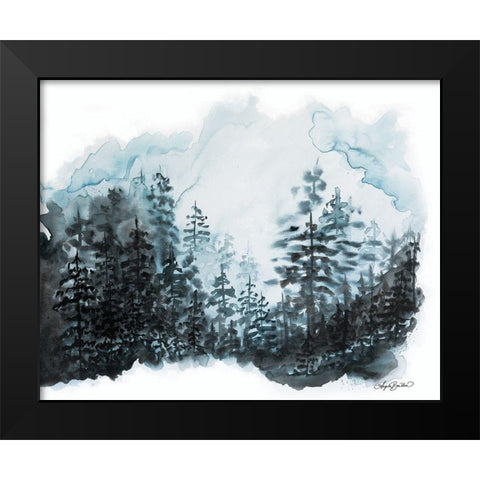 Blue Pine Forest I Black Modern Wood Framed Art Print by Bawden, Angela