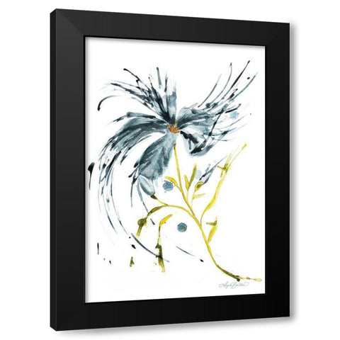 Blue Lily Splash Black Modern Wood Framed Art Print by Bawden, Angela