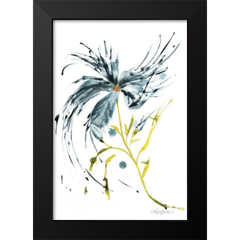 Blue Lily Splash Black Modern Wood Framed Art Print by Bawden, Angela