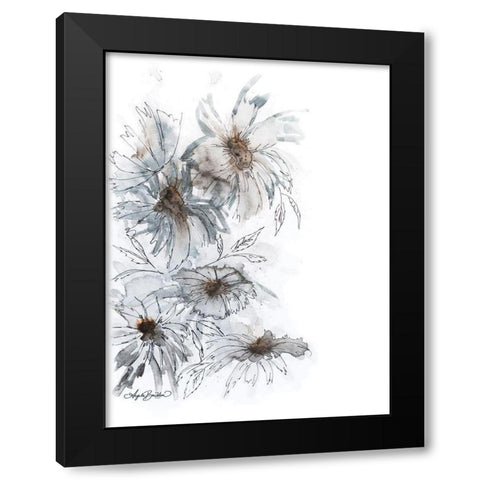 Abstract Flowers Black Modern Wood Framed Art Print with Double Matting by Bawden, Angela