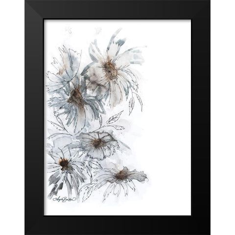 Abstract Flowers Black Modern Wood Framed Art Print by Bawden, Angela