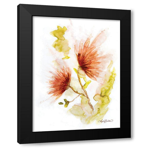 Coral and Red Floral Splash Black Modern Wood Framed Art Print by Bawden, Angela