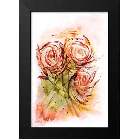 Summer Roses Black Modern Wood Framed Art Print by Bawden, Angela
