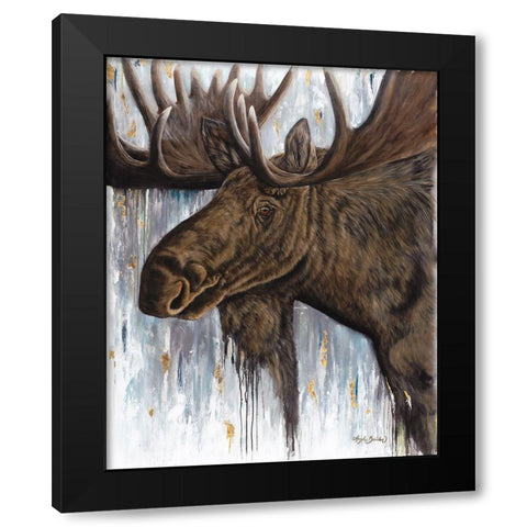 Brawny Bull Black Modern Wood Framed Art Print by Bawden, Angela
