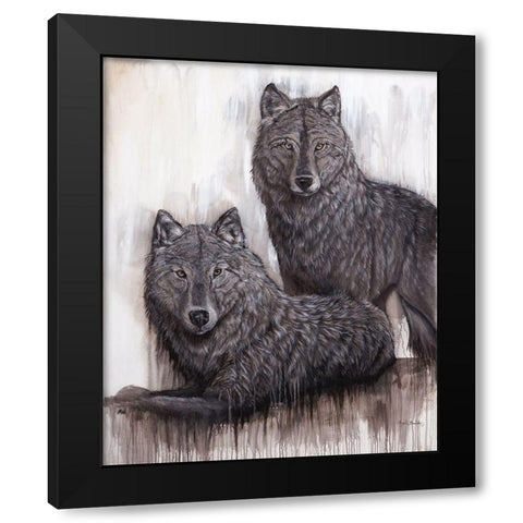 Wolf Pair Black Modern Wood Framed Art Print by Bawden, Angela
