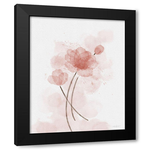 Pink Posies Black Modern Wood Framed Art Print by Bawden, Angela