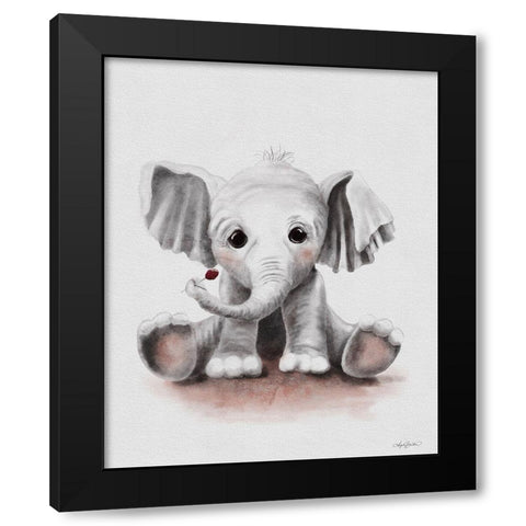 Lolli the Baby Elephant Black Modern Wood Framed Art Print by Bawden, Angela