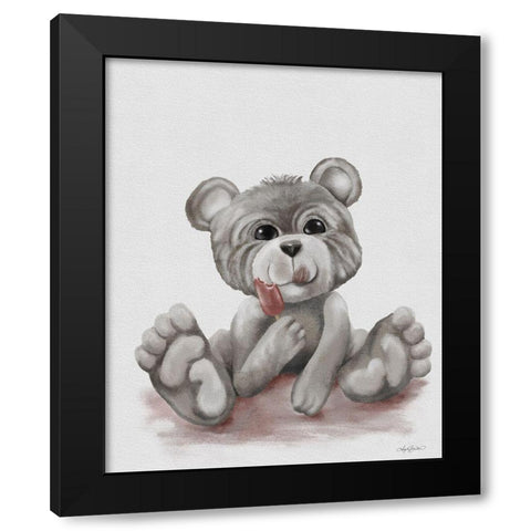 Ellie the Baby Bear Black Modern Wood Framed Art Print by Bawden, Angela