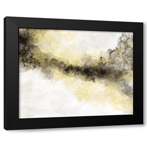 Waves of Gray and Yellow Black Modern Wood Framed Art Print with Double Matting by Bawden, Angela