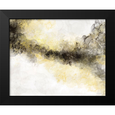 Waves of Gray and Yellow Black Modern Wood Framed Art Print by Bawden, Angela