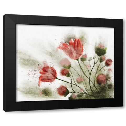 Floral Dreams Black Modern Wood Framed Art Print by Bawden, Angela