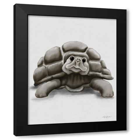 Torty the Turtle Black Modern Wood Framed Art Print with Double Matting by Bawden, Angela