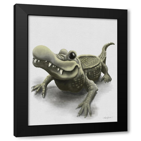 Gabe the Gator Black Modern Wood Framed Art Print by Bawden, Angela