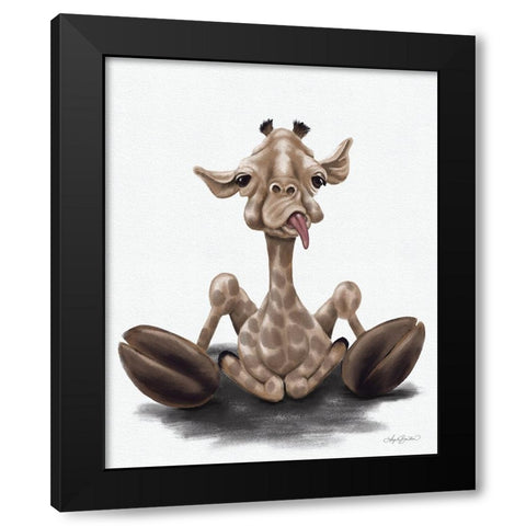 Jeffrey the Giraffe Black Modern Wood Framed Art Print by Bawden, Angela