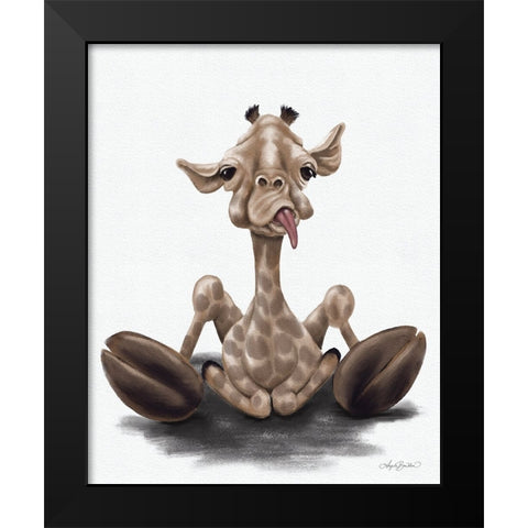 Jeffrey the Giraffe Black Modern Wood Framed Art Print by Bawden, Angela