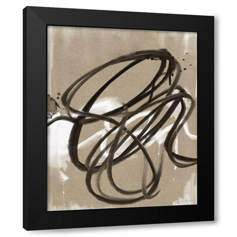 Mocha Linen Abstract Black Modern Wood Framed Art Print by Bawden, Angela