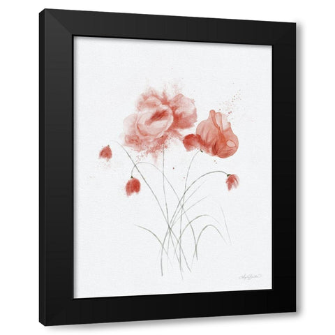 Pink Alcohol Ink Floral Black Modern Wood Framed Art Print with Double Matting by Bawden, Angela