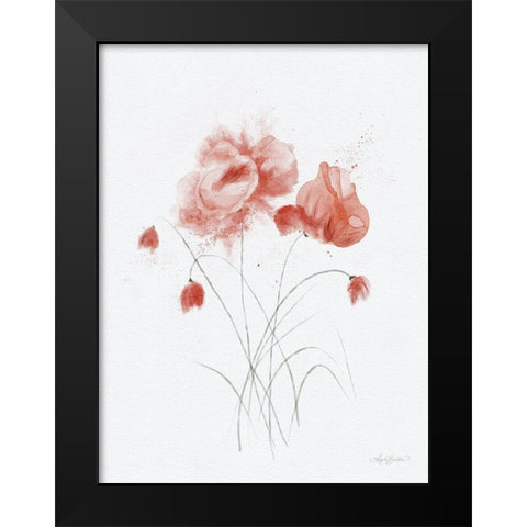 Pink Alcohol Ink Floral Black Modern Wood Framed Art Print by Bawden, Angela