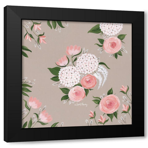 Pink and White Floral    Black Modern Wood Framed Art Print with Double Matting by Chavez, April