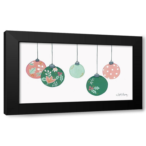 Floral Christmas Ornaments Black Modern Wood Framed Art Print with Double Matting by Chavez, April