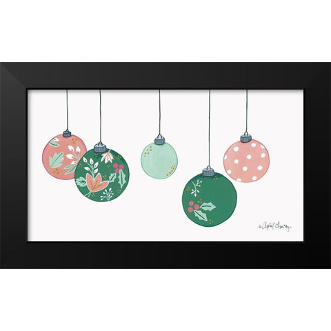 Floral Christmas Ornaments Black Modern Wood Framed Art Print by Chavez, April