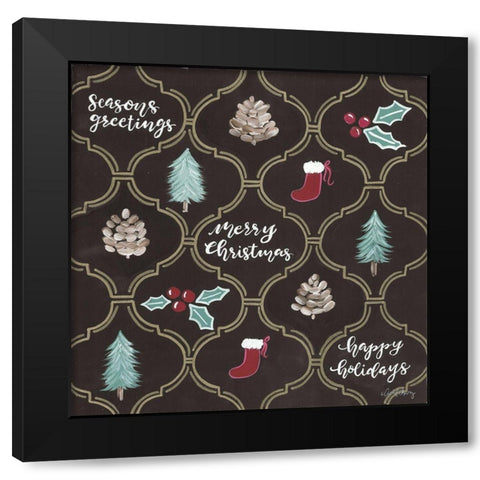 Christmas Greetings Black Modern Wood Framed Art Print by Chavez, April