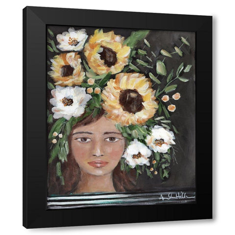 Sunflowers for you Black Modern Wood Framed Art Print with Double Matting by Hilburn, Amanda