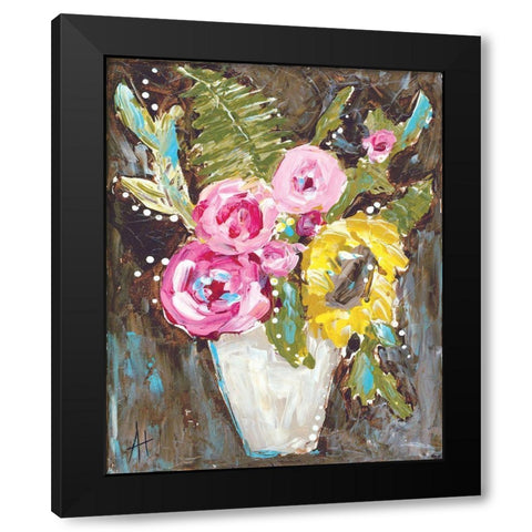 Warm Summer Floral Black Modern Wood Framed Art Print by Hilburn, Amanda