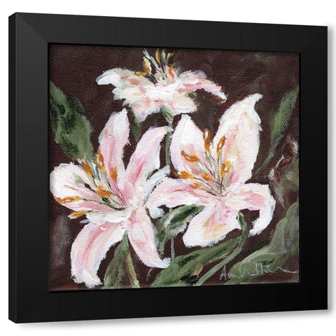 Stargazer Lily Trio Black Modern Wood Framed Art Print with Double Matting by Hilburn, Amanda