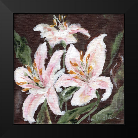 Stargazer Lily Trio Black Modern Wood Framed Art Print by Hilburn, Amanda