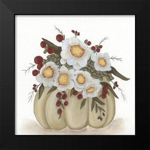 Floral Pumpkin Black Modern Wood Framed Art Print by Justice, Ashley